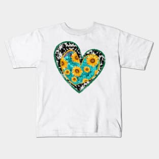 Sunflower Retro Heart Hippie Vintage Design Kids T-Shirt